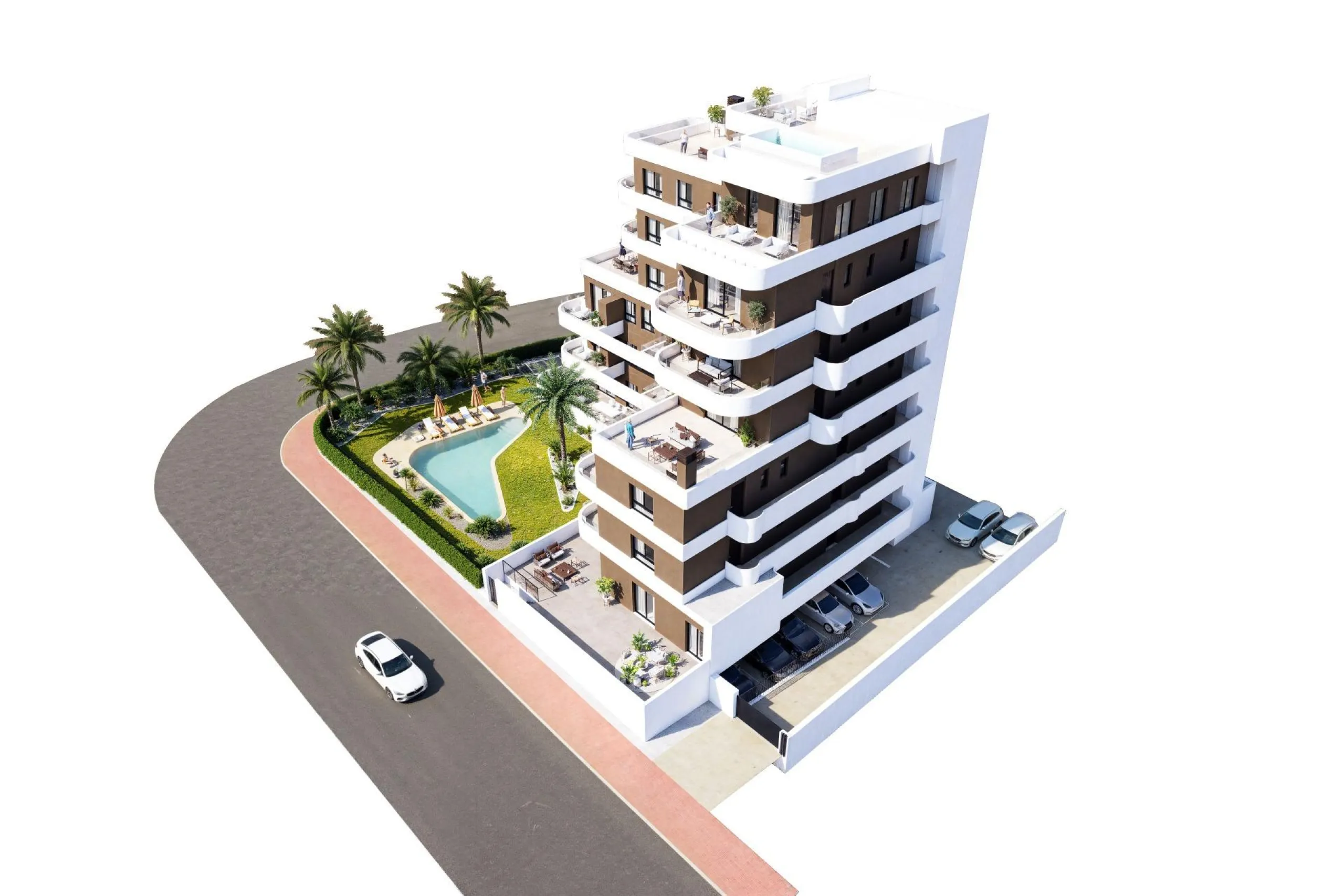 OBRA NUEVA EN GUARDAMAR DEL SEGURA! APARTAMENTO DE 2 DORM. 2 BAÑOS. TERRAZA DE 13 M2. GARAJE INCLUIDO. PISCINA.