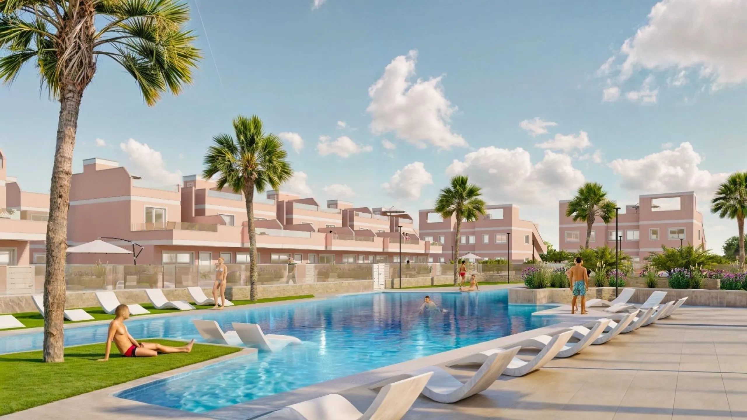 ADOSADOS DE OBRA NUEVA EN PILAR DE LA HORADADA. 3 DORM. 2 BAÑOS. CON PLAZA DE GARAJE Y PISCINA. 83 M2. JARDIN 33 M2. SOLARIUM 34 M2.