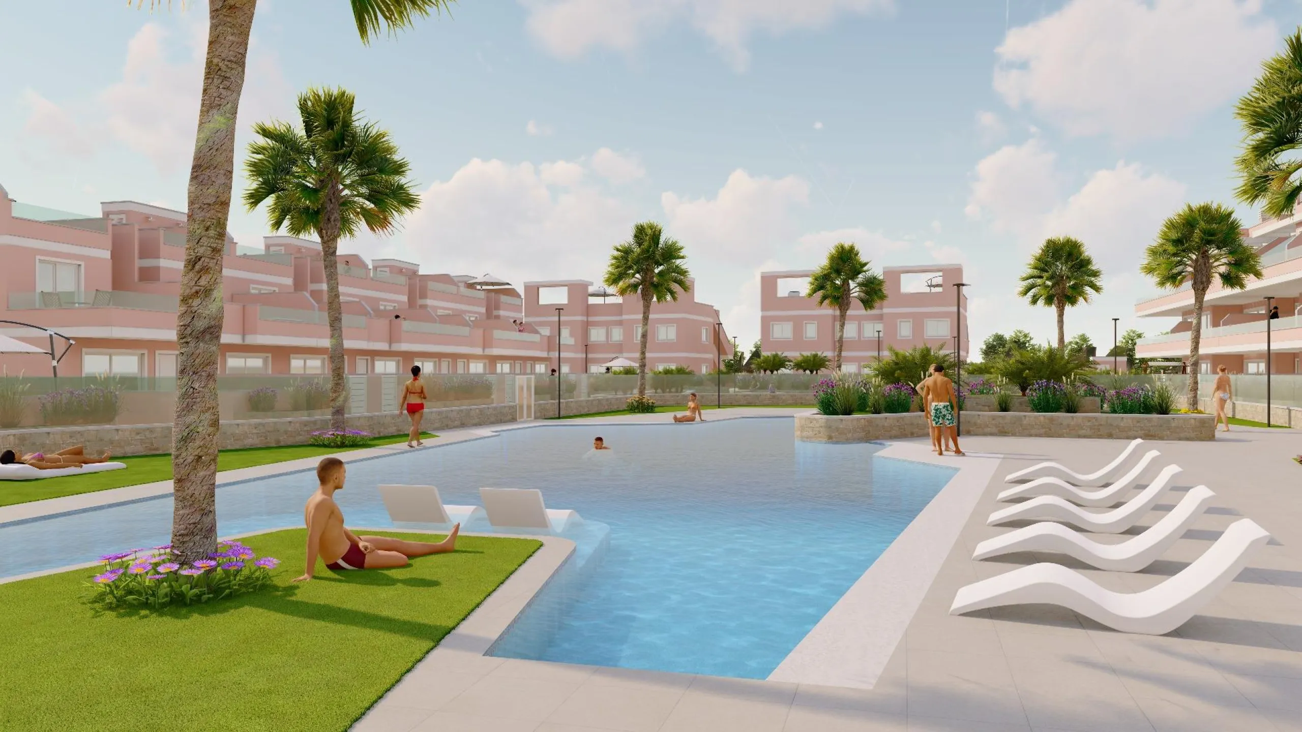 ADOSADOS DE OBRA NUEVA EN PILAR DE LA HORADADA. 3 DORM. 2 BAÑOS. CON PLAZA DE GARAJE Y PISCINA. 83 M2. JARDIN 33 M2. SOLARIUM 34 M2.