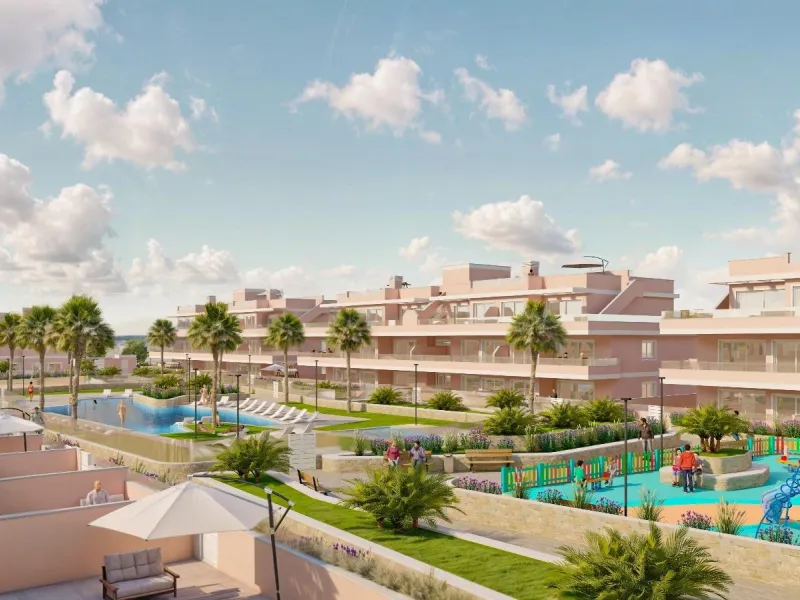 ADOSADOS DE OBRA NUEVA EN PILAR DE LA HORADADA. 3 DORM. 2 BAÑOS. CON PLAZA DE GARAJE Y PISCINA. 83 M2. JARDIN 33 M2. SOLARIUM 34 M2.