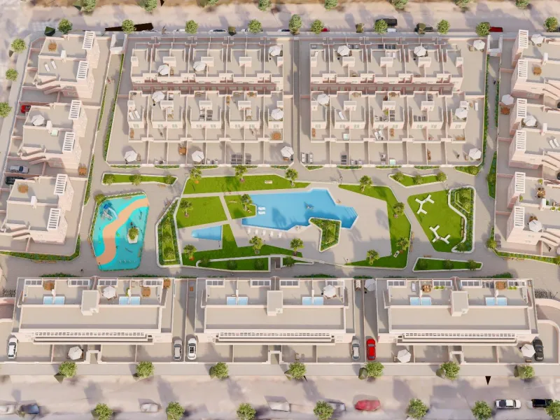 ADOSADOS DE OBRA NUEVA EN PILAR DE LA HORADADA. 3 DORM. 2 BAÑOS. CON PLAZA DE GARAJE Y PISCINA. 83 M2. JARDIN 33 M2. SOLARIUM 34 M2.