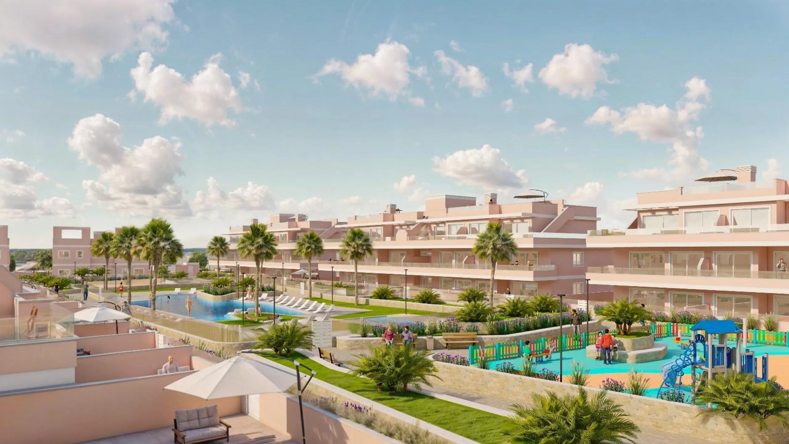 APARTAMENTOS DE OBRA NUEVA EN PILAR DE LA HORADADA CON GARAJE INCLUIDO. 100 M2.TERRAZAS DE 25 M2. 3 DORM. 2 BAÑOS. PISCINA.