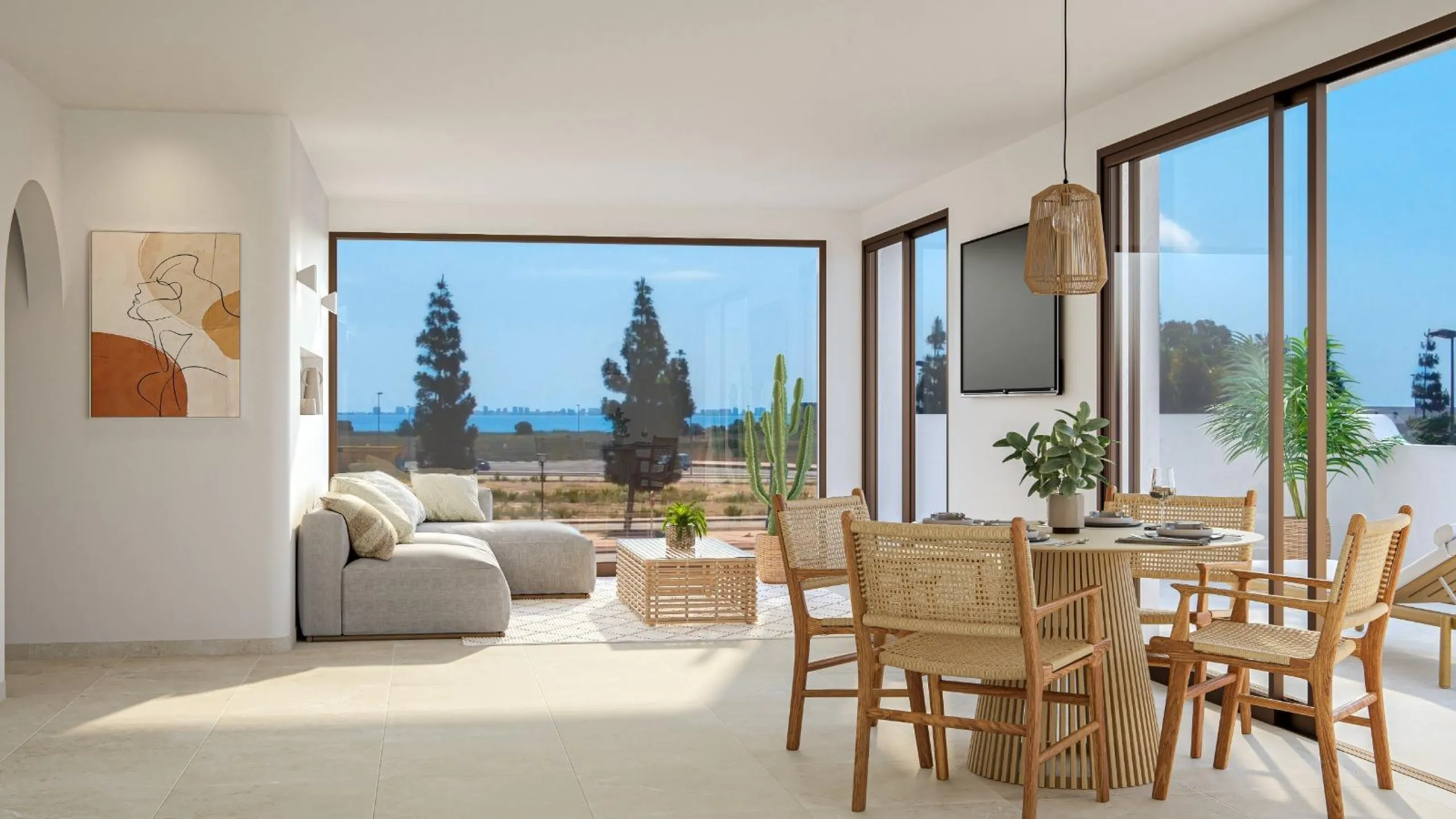 OBRA NUEVA EN LOS ALCÁZARES CON VISTAS AL MAR NENOR. BUNGALOWS PLANTA BAJA Y ALTA. 2 DORM. 2 BAÑOS. PARKING Y PISCINA.