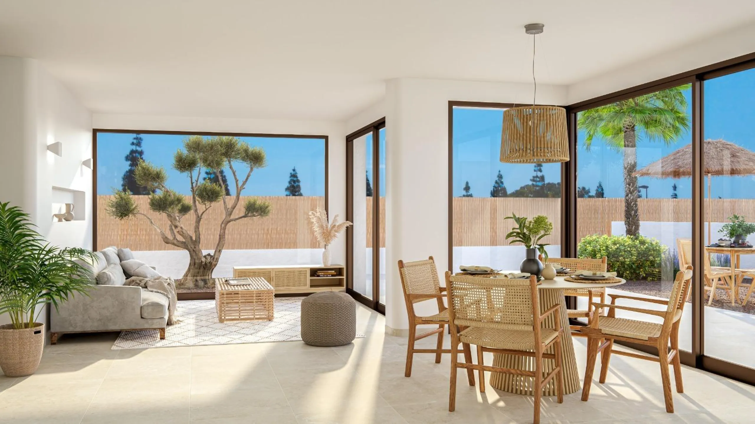 OBRA NUEVA EN LOS ALCÁZARES CON VISTAS AL MAR NENOR. BUNGALOWS PLANTA BAJA Y ALTA. 2 DORM. 2 BAÑOS. PARKING Y PISCINA.