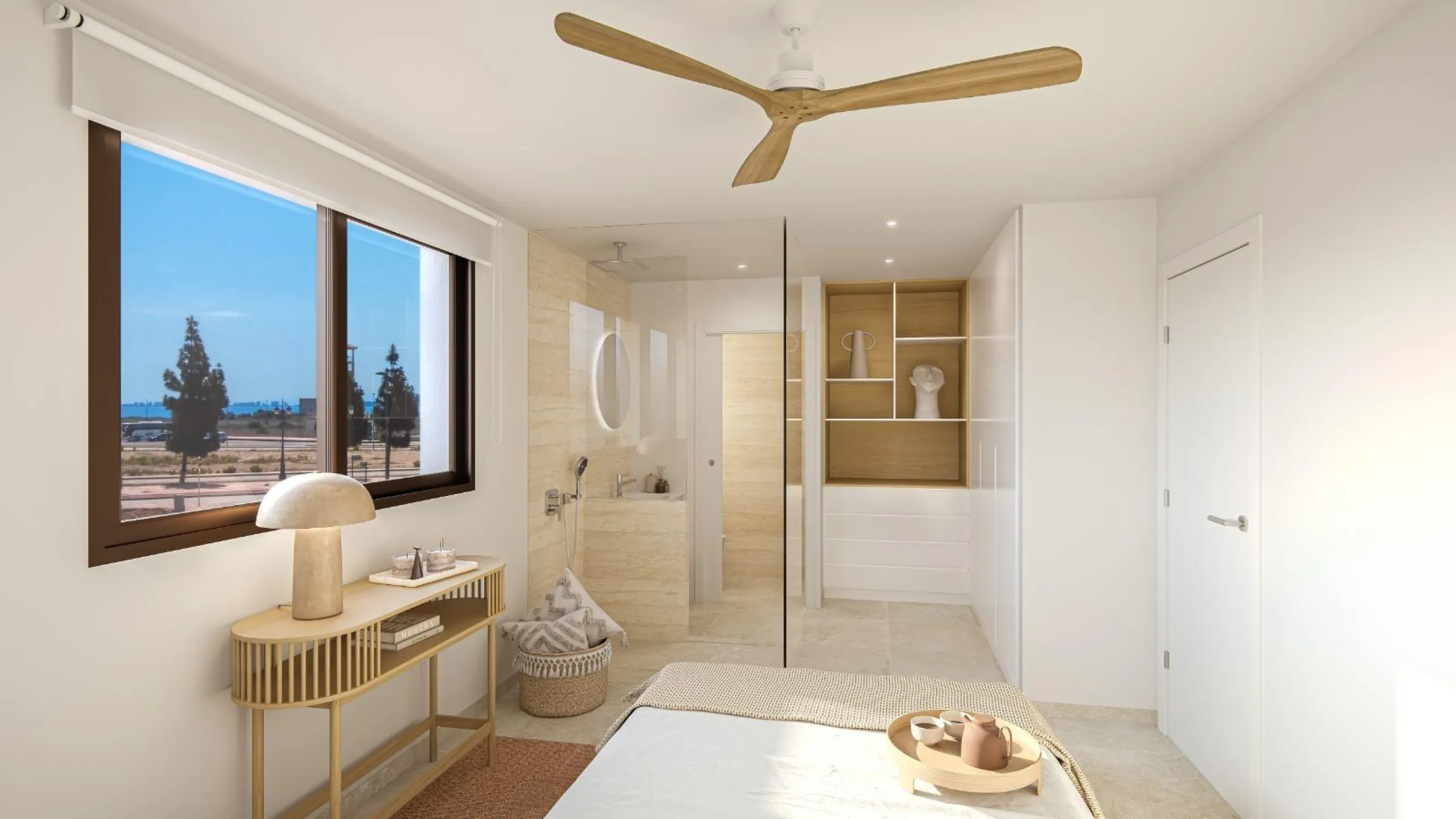 OBRA NUEVA EN LOS ALCÁZARES CON VISTAS AL MAR NENOR. BUNGALOWS PLANTA BAJA Y ALTA. 2 DORM. 2 BAÑOS. PARKING Y PISCINA.