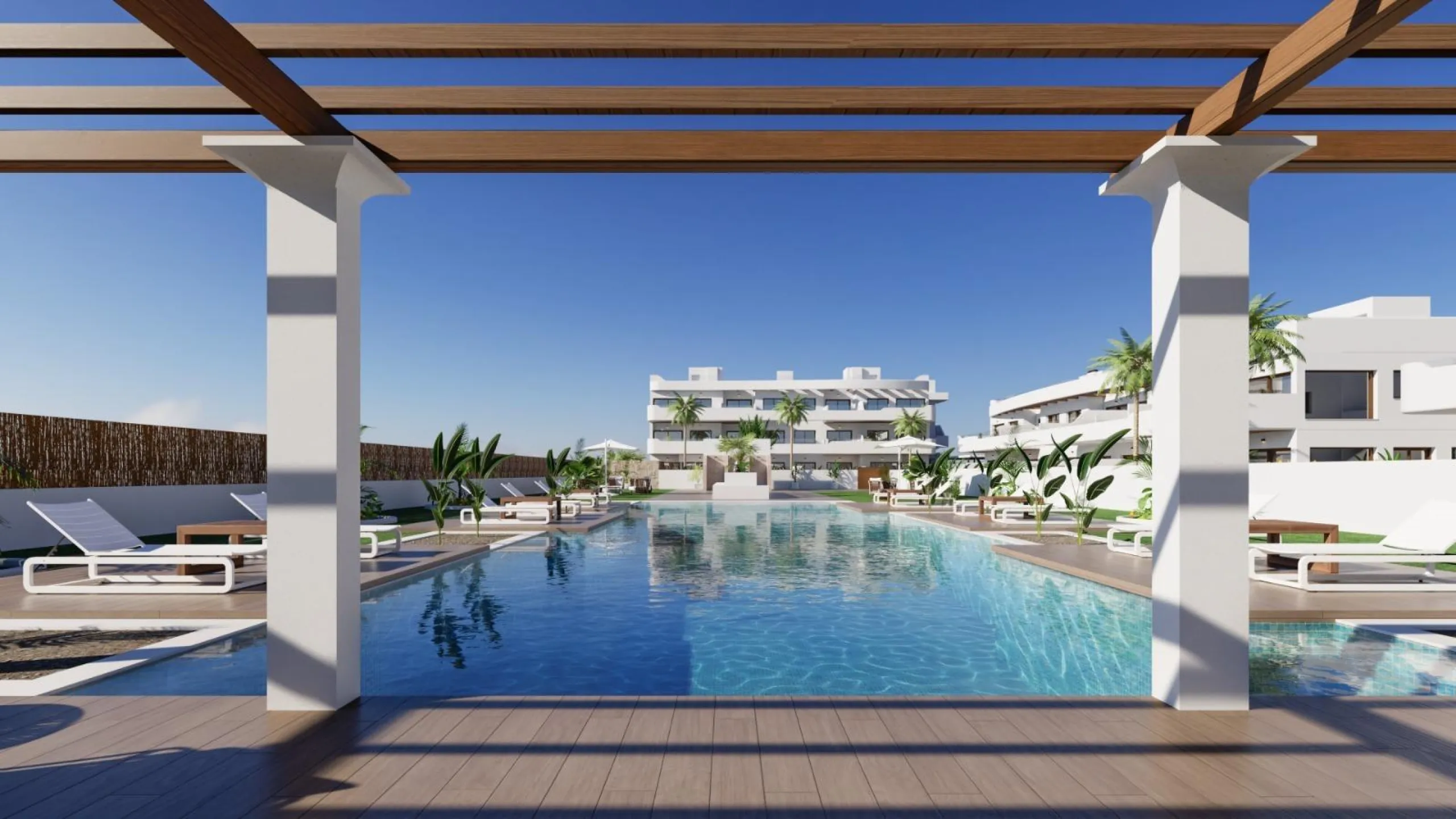 OBRA NUEVA EN LOS ALCÁZARES CON VISTAS AL MAR NENOR. BUNGALOWS PLANTA BAJA Y ALTA. 2 DORM. 2 BAÑOS. PARKING Y PISCINA.