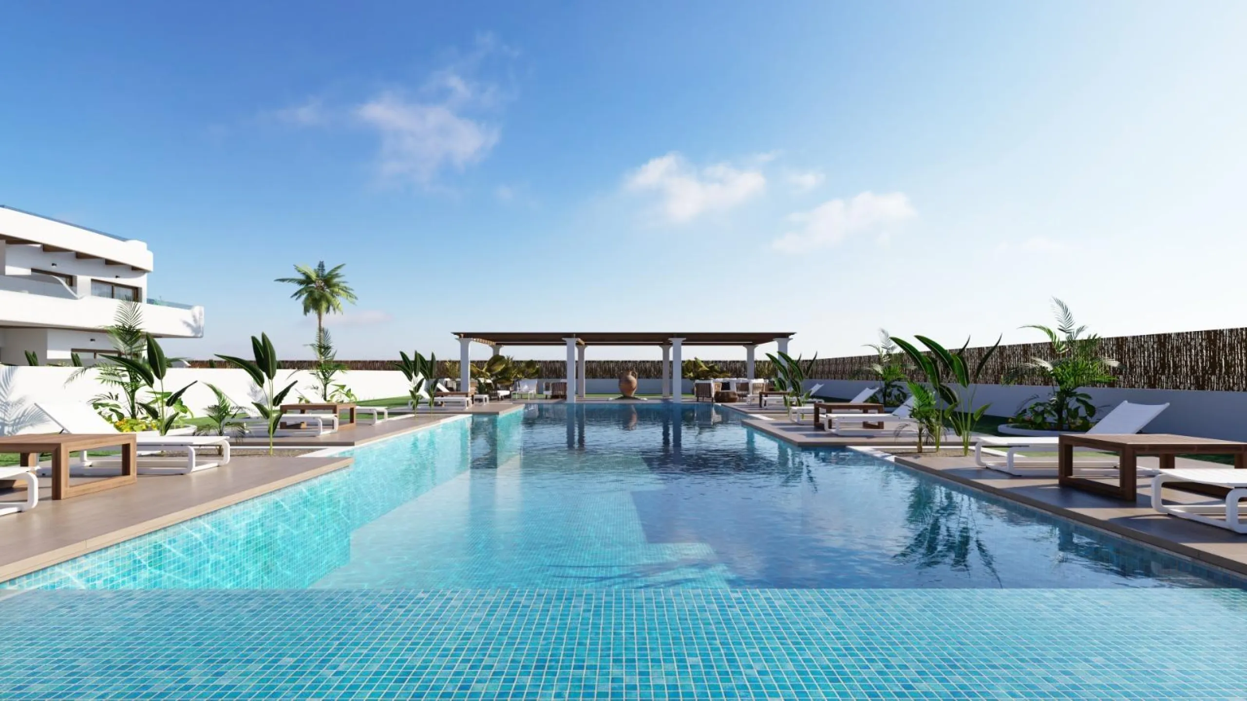 OBRA NUEVA EN LOS ALCÁZARES CON VISTAS AL MAR NENOR. BUNGALOWS PLANTA BAJA Y ALTA. 2 DORM. 2 BAÑOS. PARKING Y PISCINA.