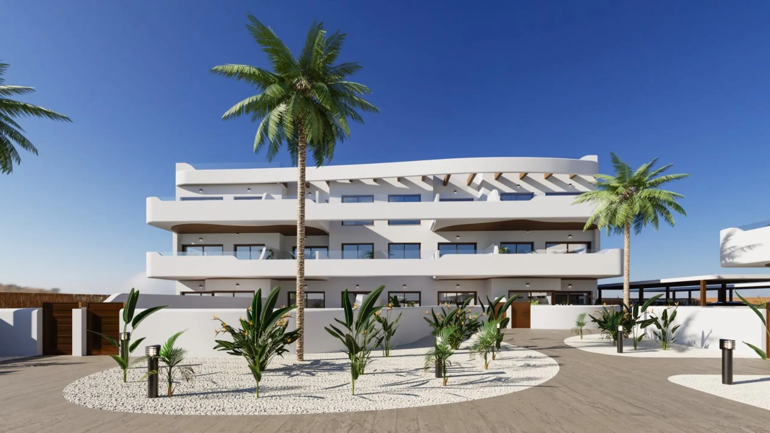 OBRA NUEVA EN LOS ALCÁZARES CON VISTAS AL MAR NENOR. BUNGALOWS PLANTA BAJA Y ALTA. 2 DORM. 2 BAÑOS. PARKING Y PISCINA.