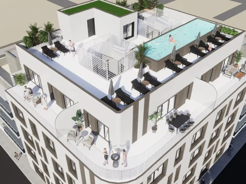APARTAMENTOS DE OBRA NUEVA A 70 METROS DE PLAYA. 1 DORM. 1 BAÑO. CON SUPERFICIE DE 40 M2. CON PICSINA COMUNITARIA.