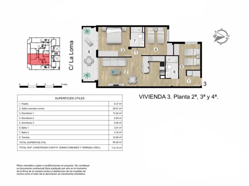 NEW APARTMENT IN THE RESIDENTIAL COMPLEX 'ALEGRIA 21' WITH INCLUDED GARAGE. 3 BEDROOMS. 2 BATHROOMS. 113 M2. POOL + SAUNA + BARBECUE.