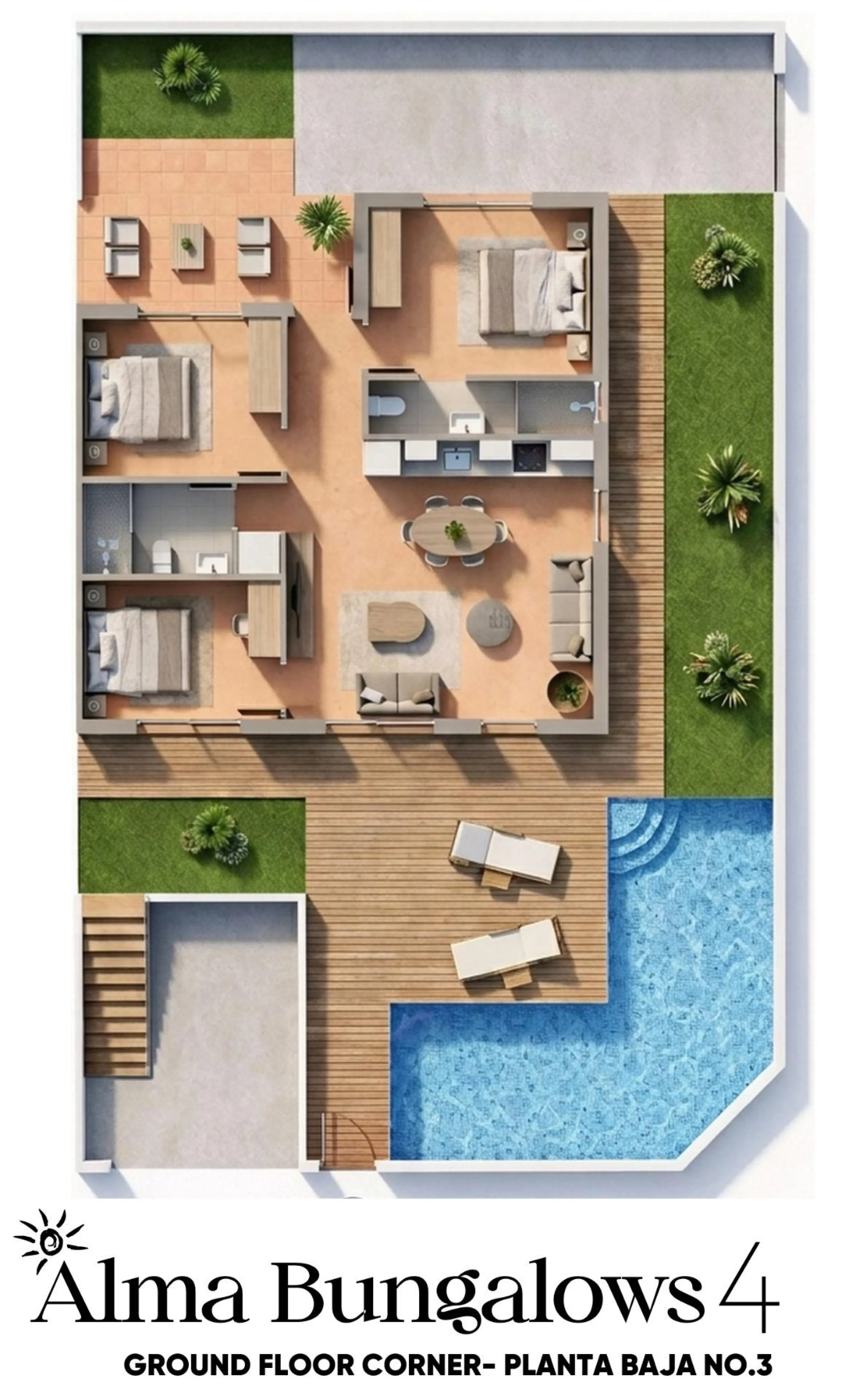 Bungalows Nuevos Boutique con Piscina Privada en Pilar de la Horadada, a 2 km de la playa