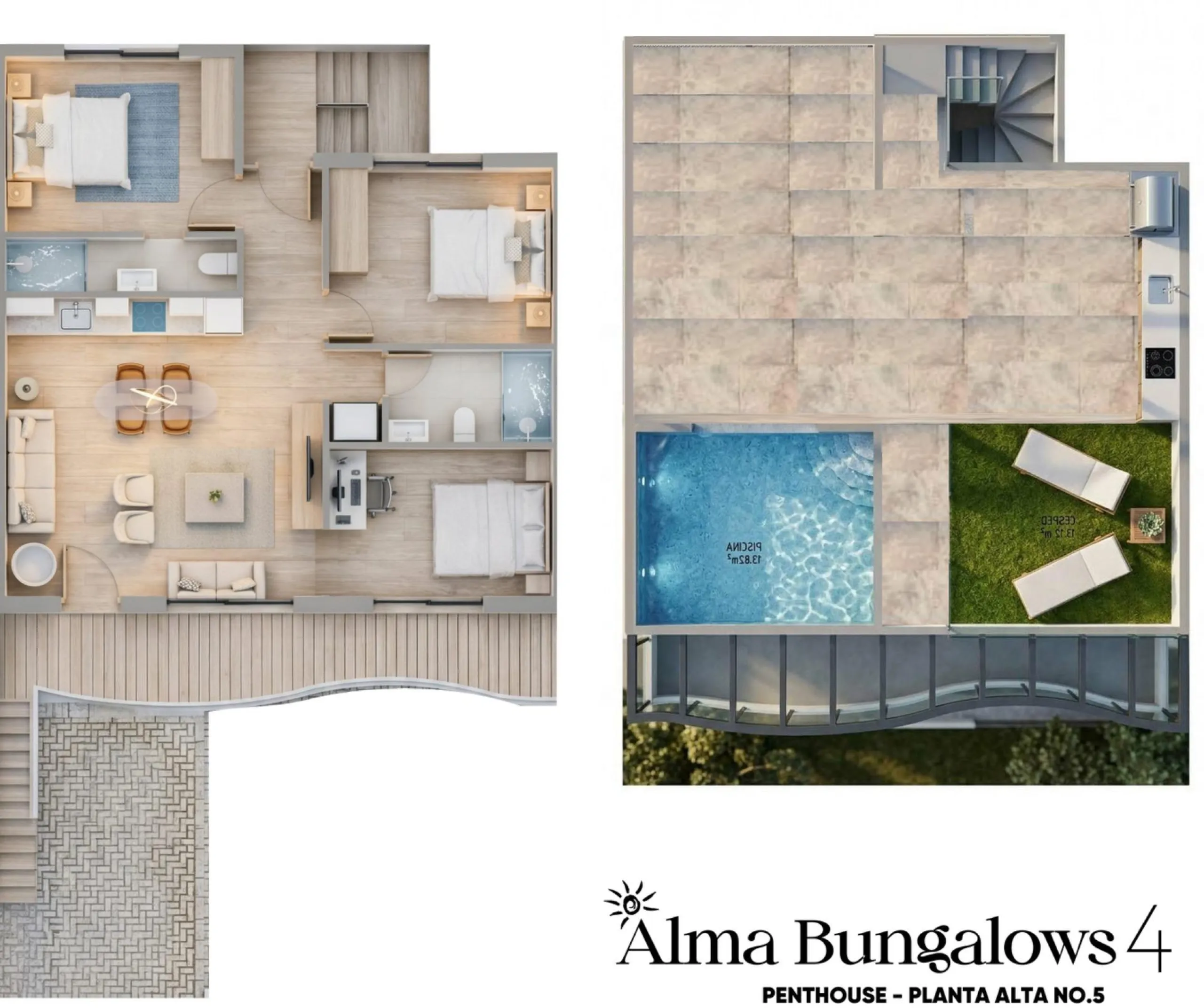 Bungalows Nuevos Boutique con Piscina Privada en Pilar de la Horadada, a 2 km de la playa
