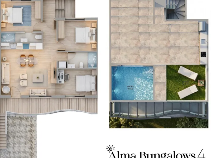 Bungalows Nuevos Boutique con Piscina Privada en Pilar de la Horadada, a 2 km de la playa
