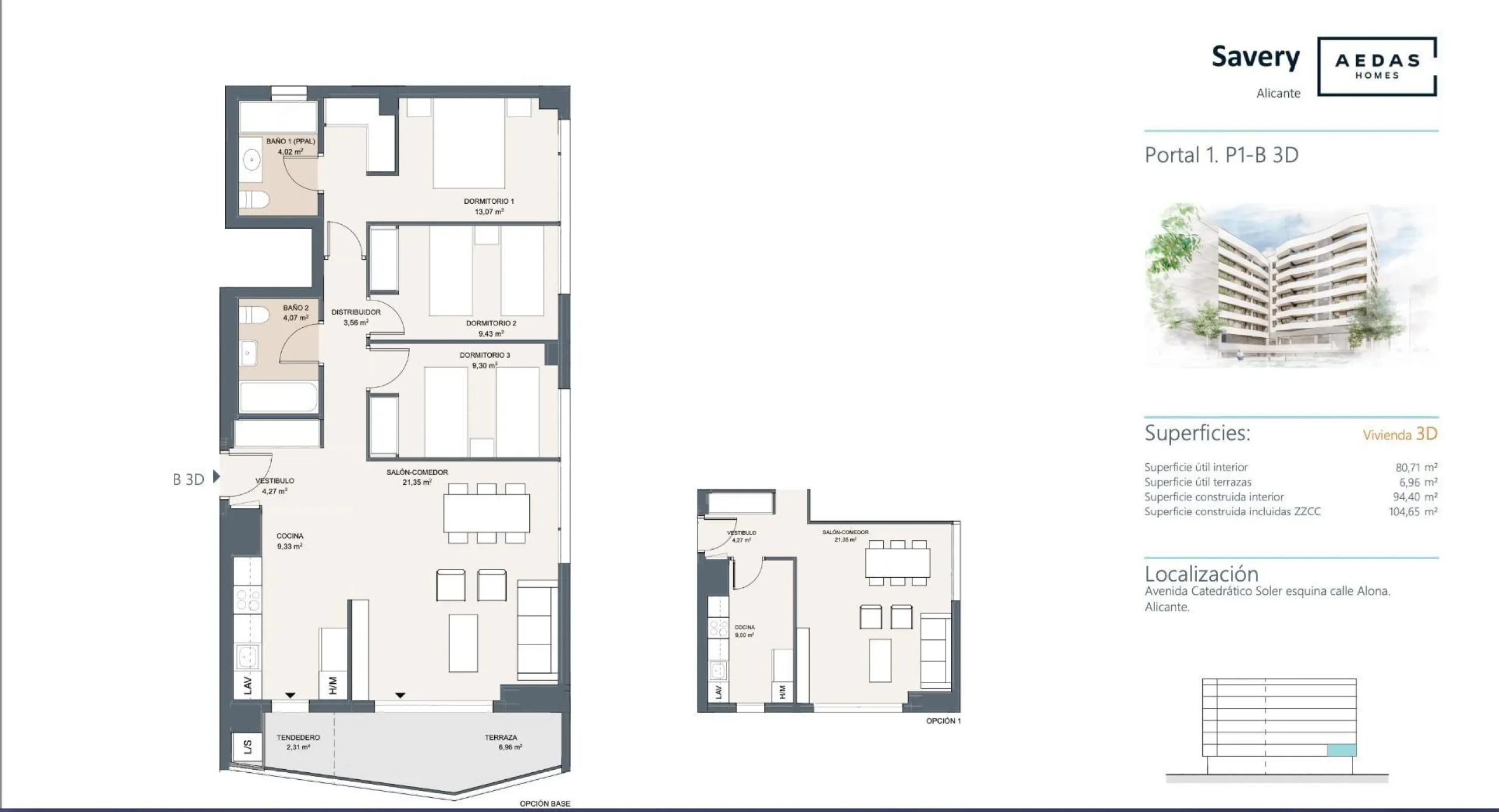 Piso moderno de 3 dormitorios en el centro de Alicante – Residencial Savery