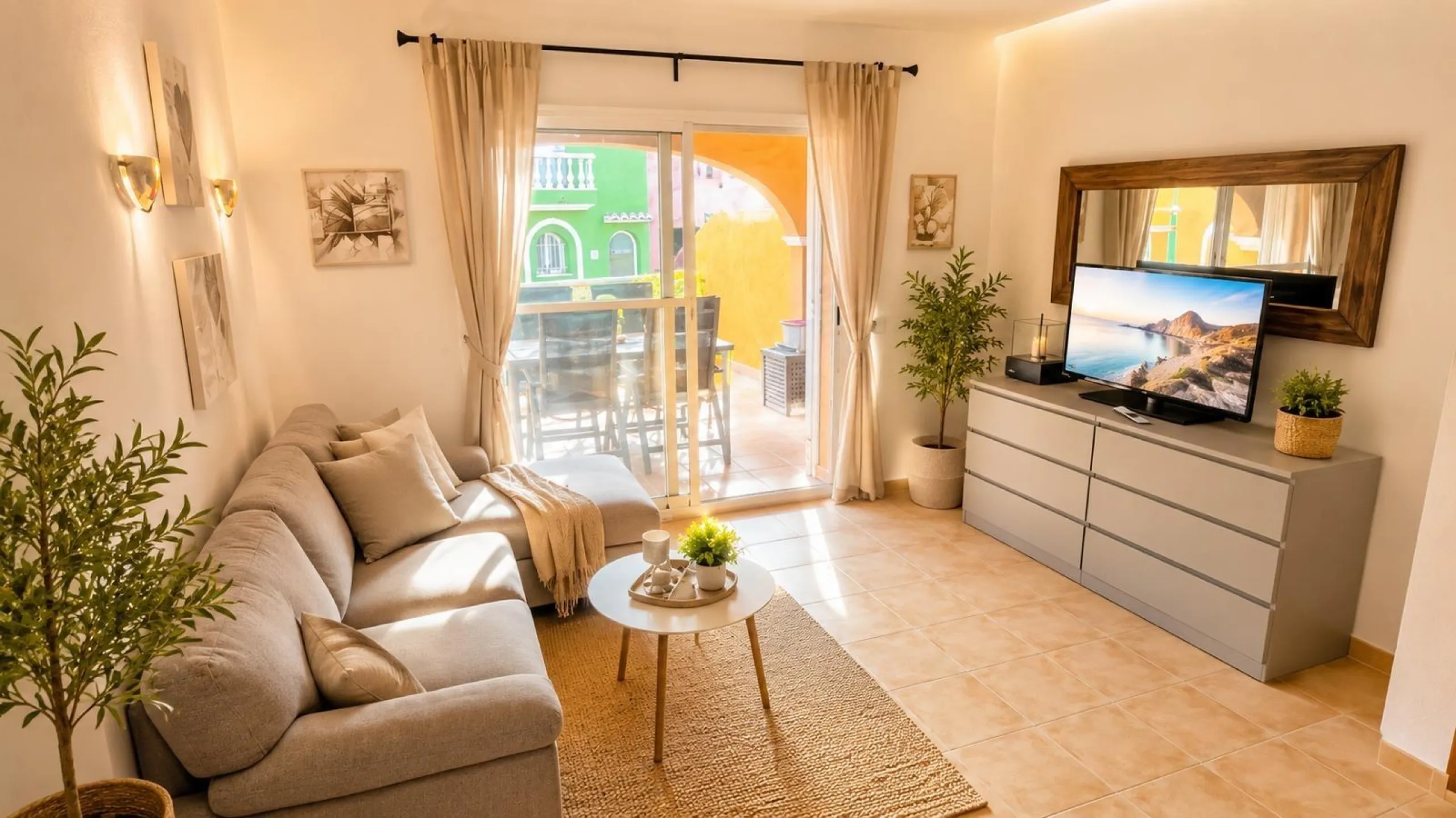 Apartamento en planta baja con jardín y gran piscina comunitaria en Cumbre del Sol