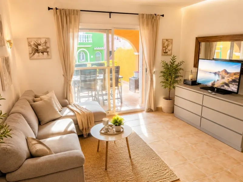 Apartamento en planta baja con jardín y gran piscina comunitaria en Cumbre del Sol