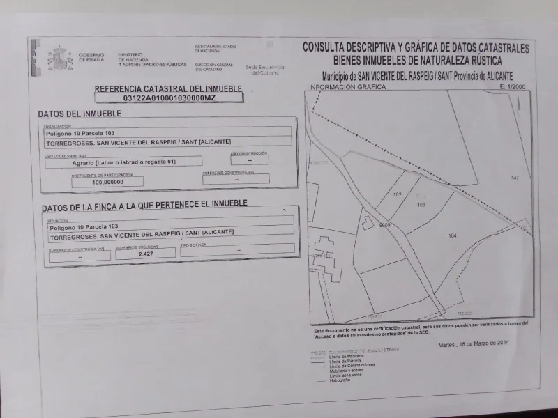 Parcela Rústica en San Vicente del Raspeig