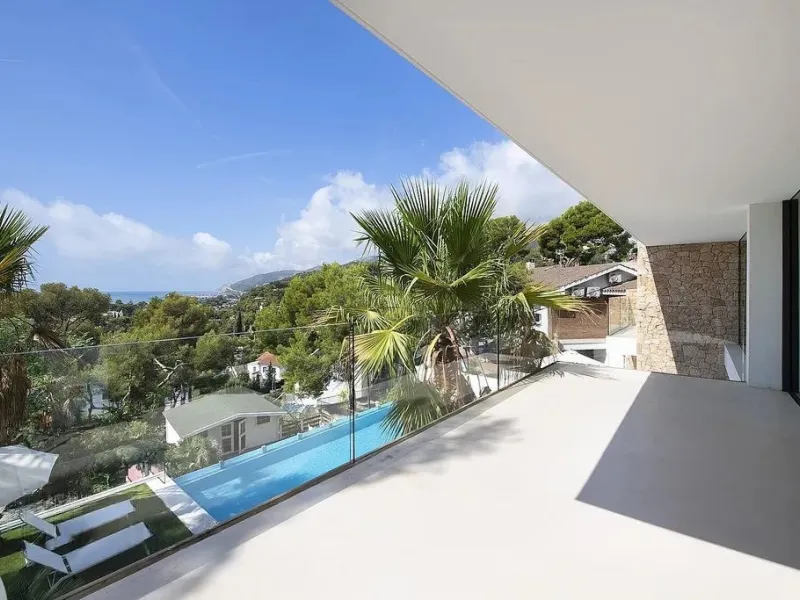 Villa de diseño con vistas panorámicas al mar en Bellamar, Castelldefels, Barcelona