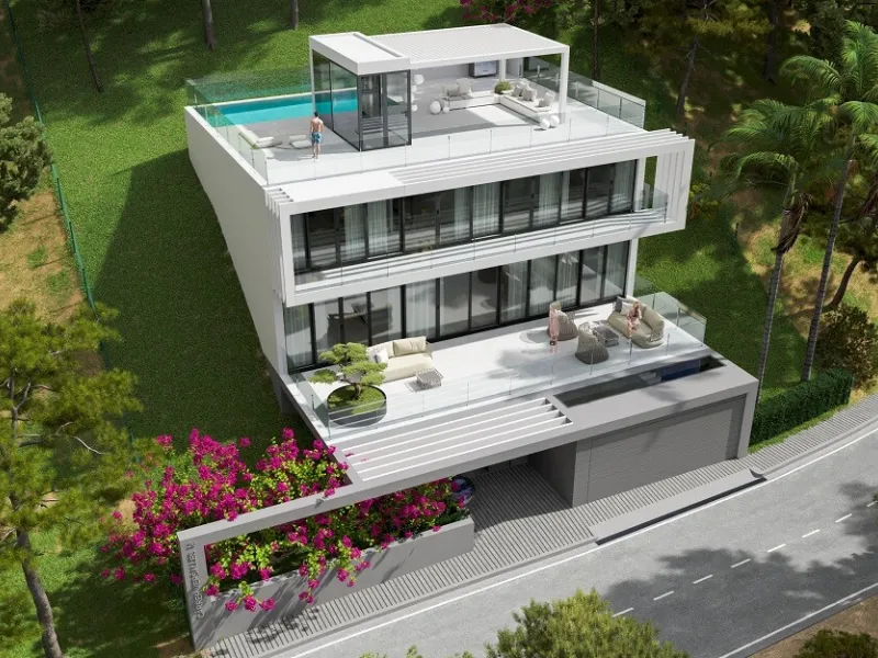Villas de lujo con vistas al mar en construcción en una zona prestigiosa de Lloret de Mar, Costa Brava