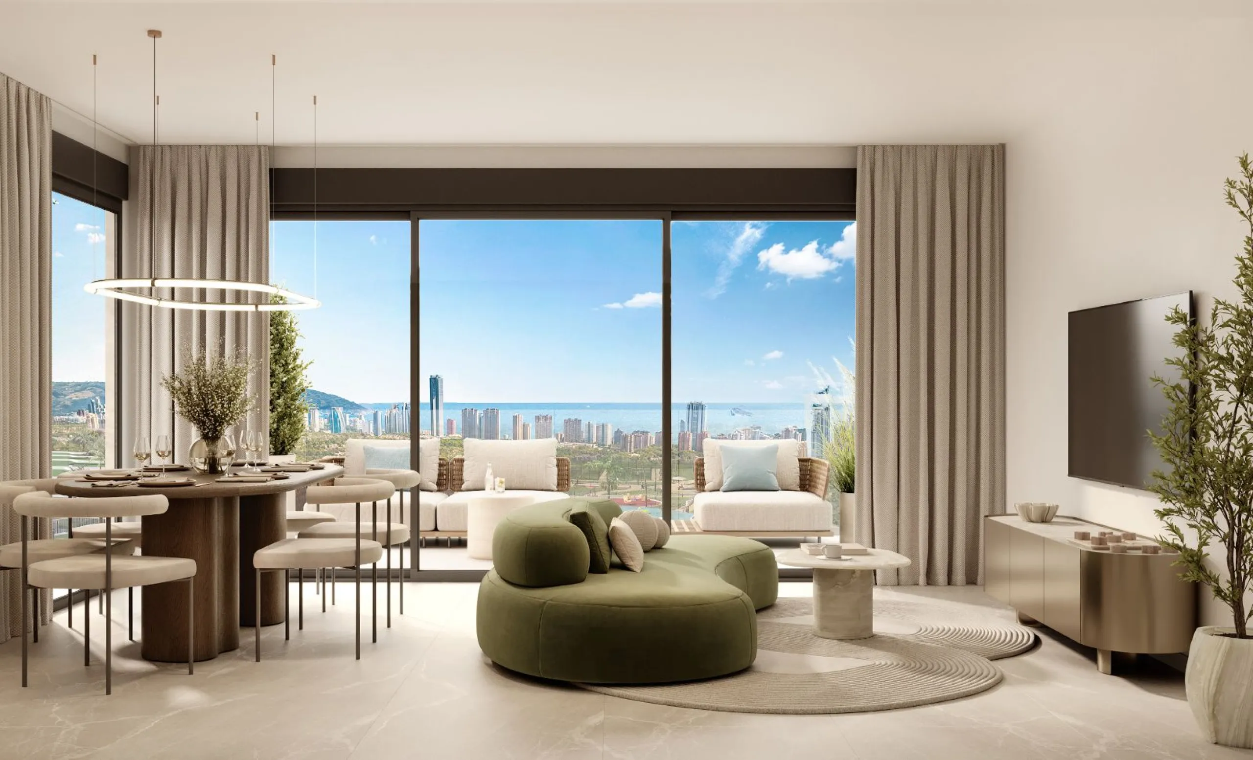 Апартаменты с видом на панораму Бенидорма в Finestrat, Alicante