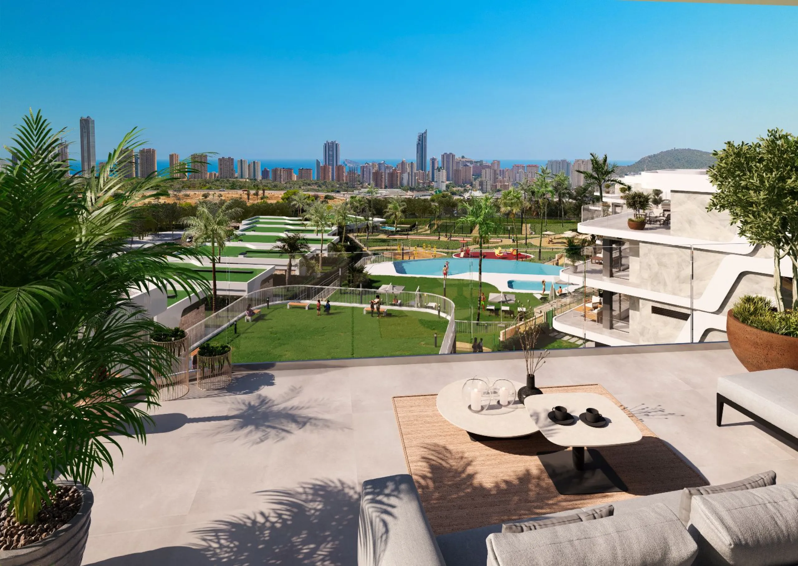Апартаменты с видом на панораму Бенидорма в Finestrat, Alicante