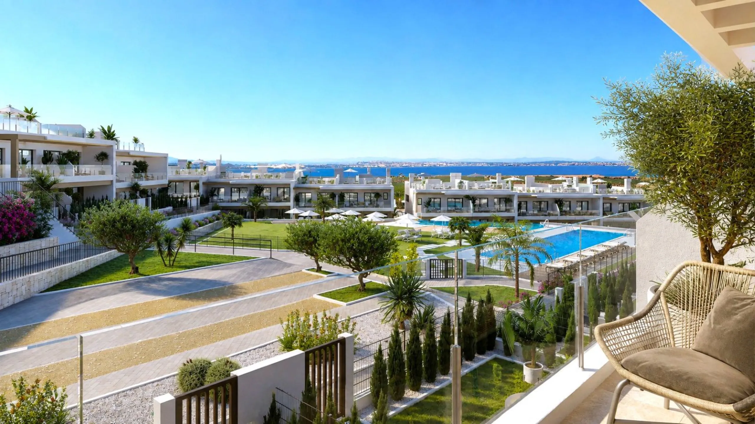 Modernos apartamentos en un entorno tranquilo junto a la Laguna Rosa en Torrevieja, Alicante