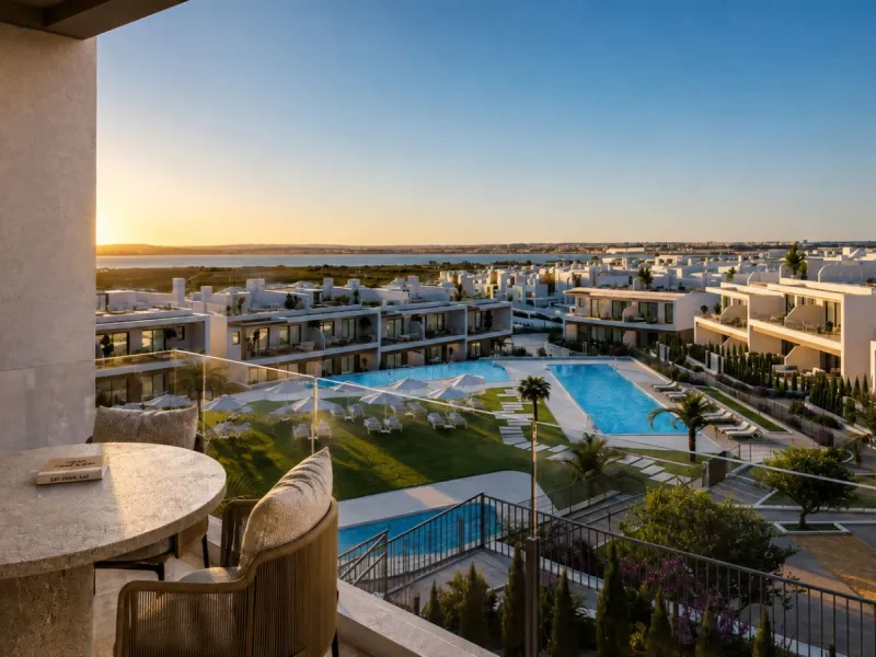 Modernos apartamentos en un entorno tranquilo junto a la Laguna Rosa en Torrevieja, Alicante
