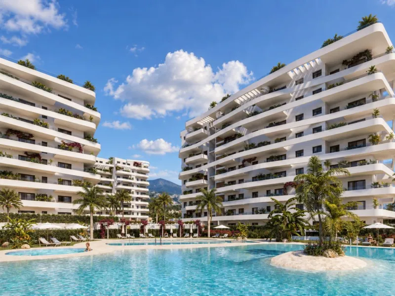Великолепные апартаменты с видом на море в жилом комплексе курортного типа в Villajoyosa, Коста-Бланка