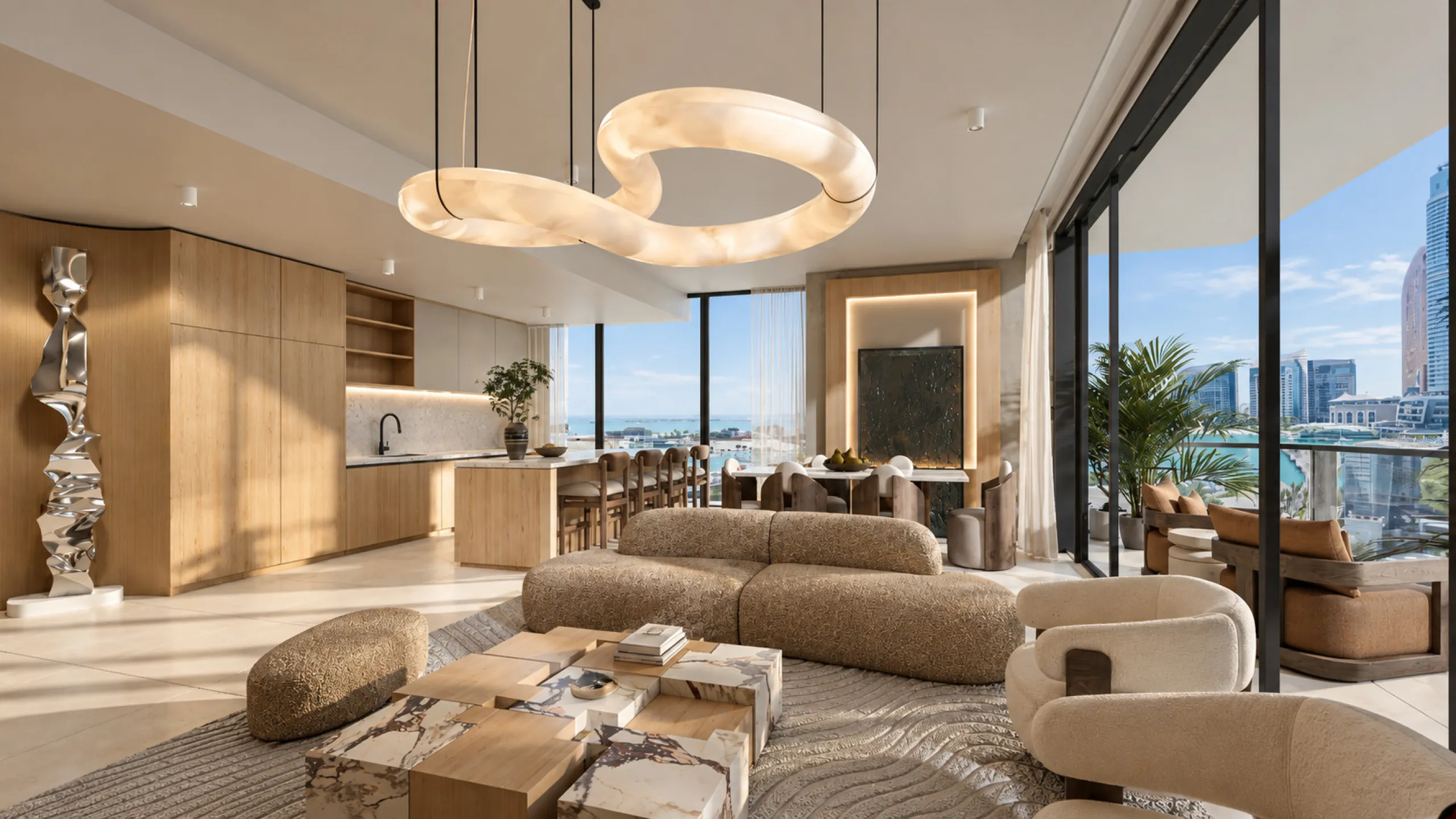 Exclusivo penthouse de nueva construcción en una torre de diseño biofílico con vistas al mar en Dubai Maritime City, Dubái