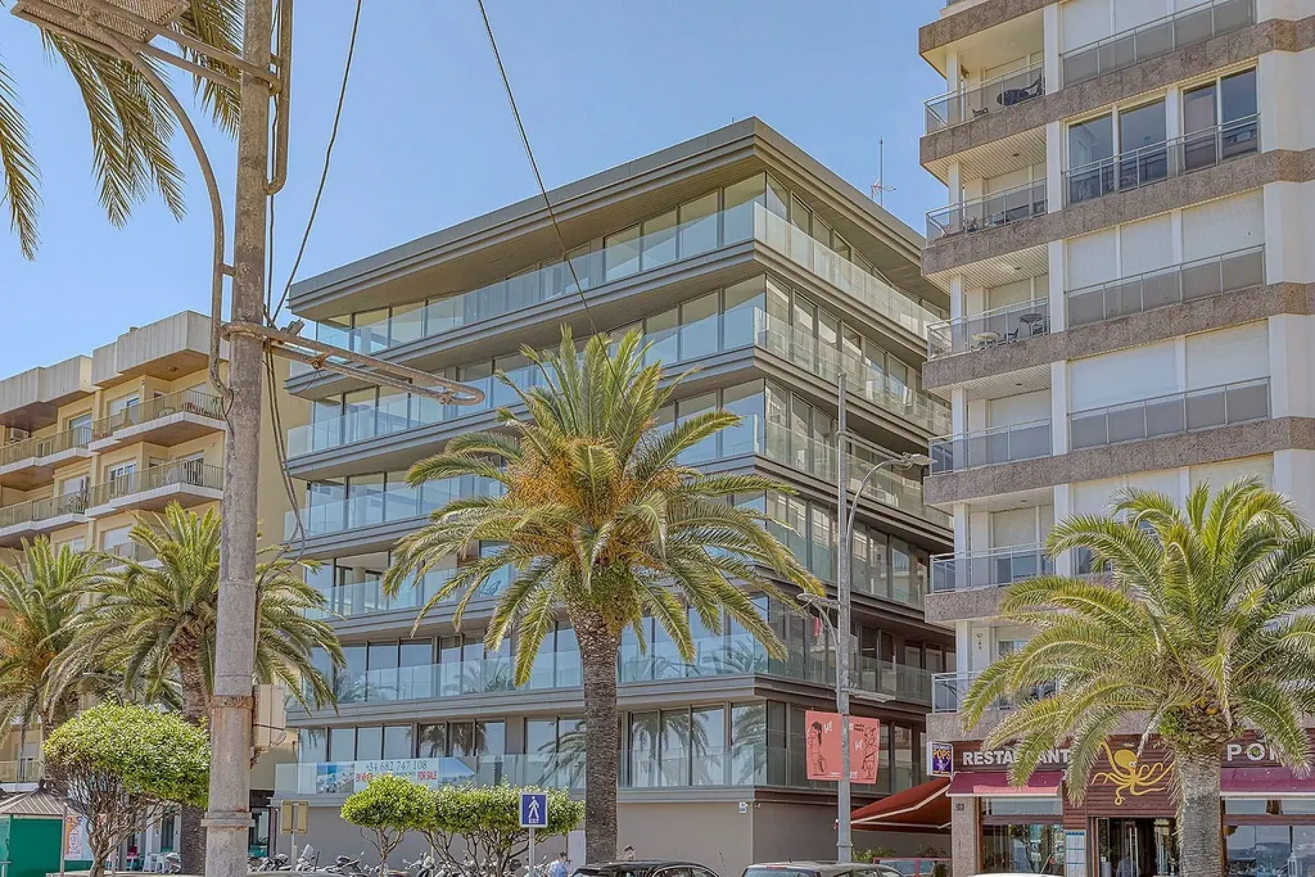 Comfortable apartments in a complex on the first line of the sea in Lloret de Mar, Costa Brava 