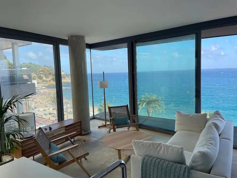 Comfortable apartments in a complex on the first line of the sea in Lloret de Mar, Costa Brava 
