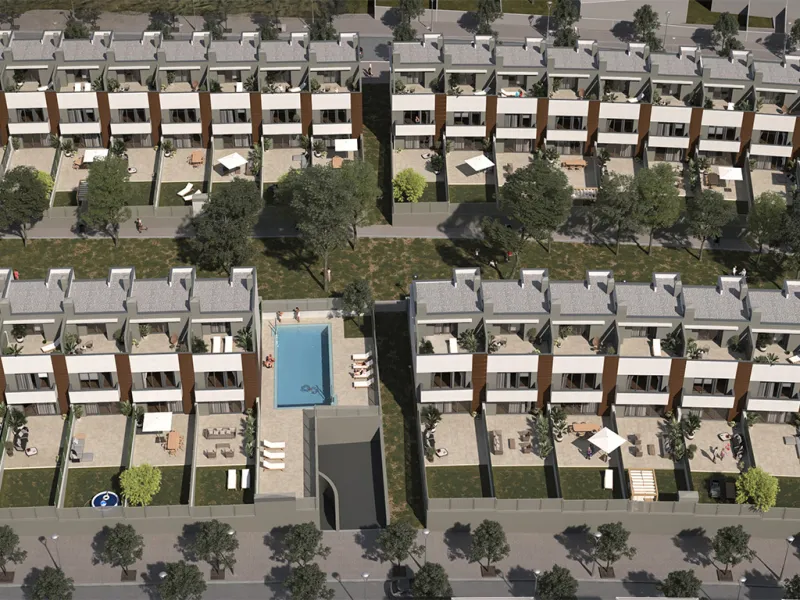 Modern Townhouses Under Construction in Rubí, Barcelona