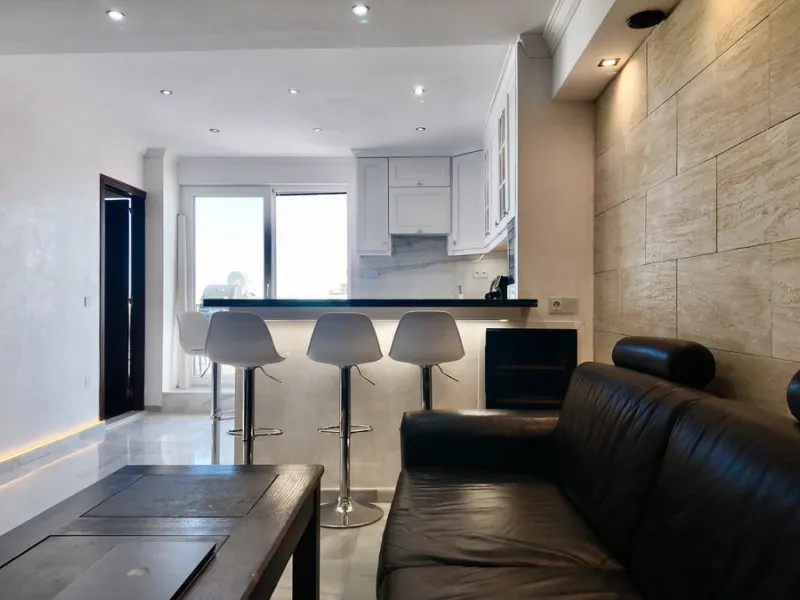 A fully renovated duplex penthouse with panoramic sea views, La Concha and Gibraltar for under €400,000 is a rare opportunity in Marbella.