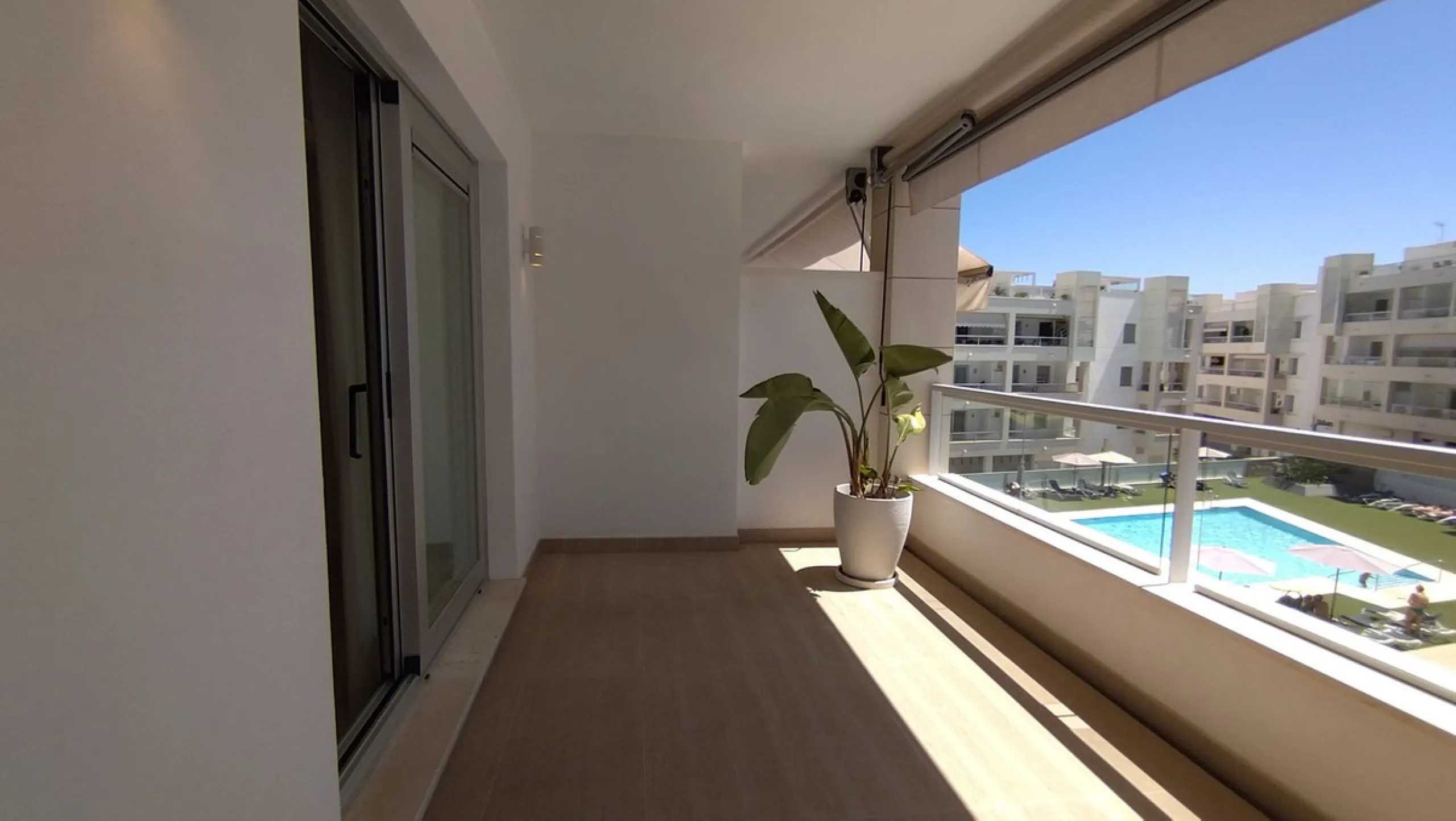 3 Bedroom west facing apartment for sale in Los Arqueros Beach with views towards the pool.