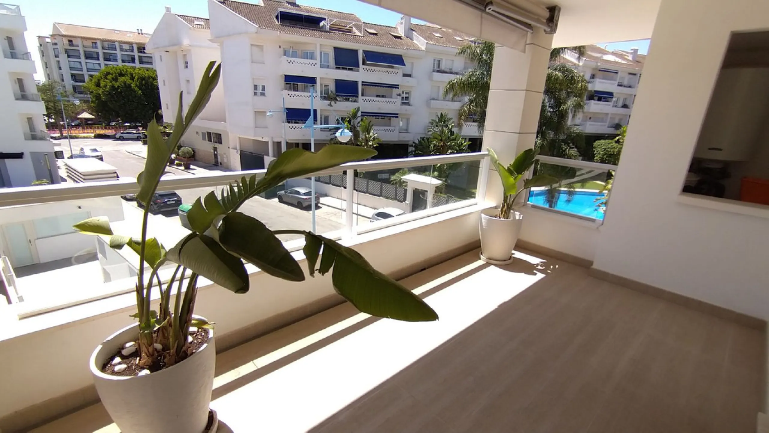 3 Bedroom west facing apartment for sale in Los Arqueros Beach with views towards the pool.