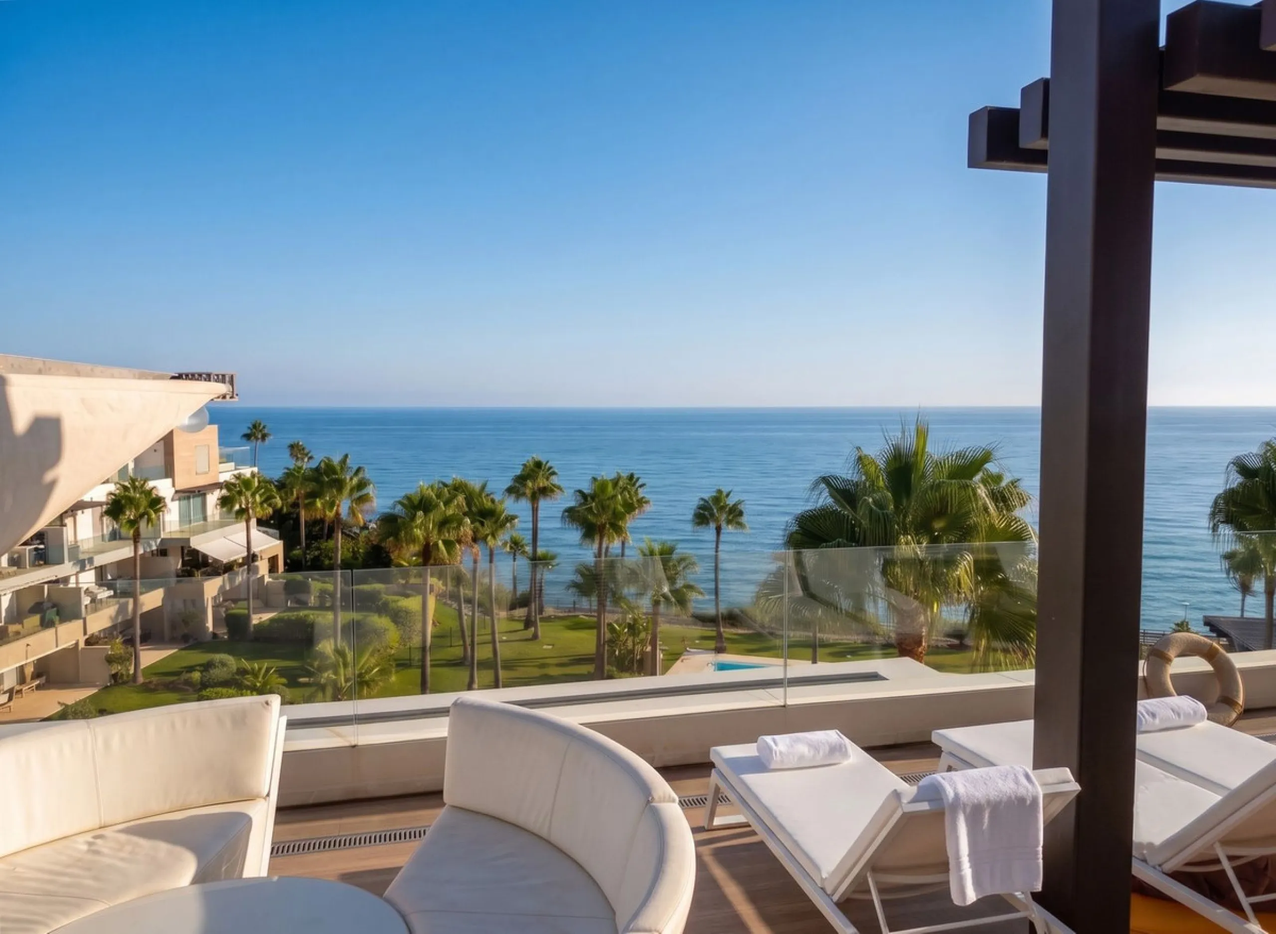 Modern-style apartment located on the beachfront, offering stunning sea views from which to enjoy spectacular sunrises, situated in the magnificent Horizon Beach development and built by the prestigious developer Taylor Wimpey, renowned for its contempora
