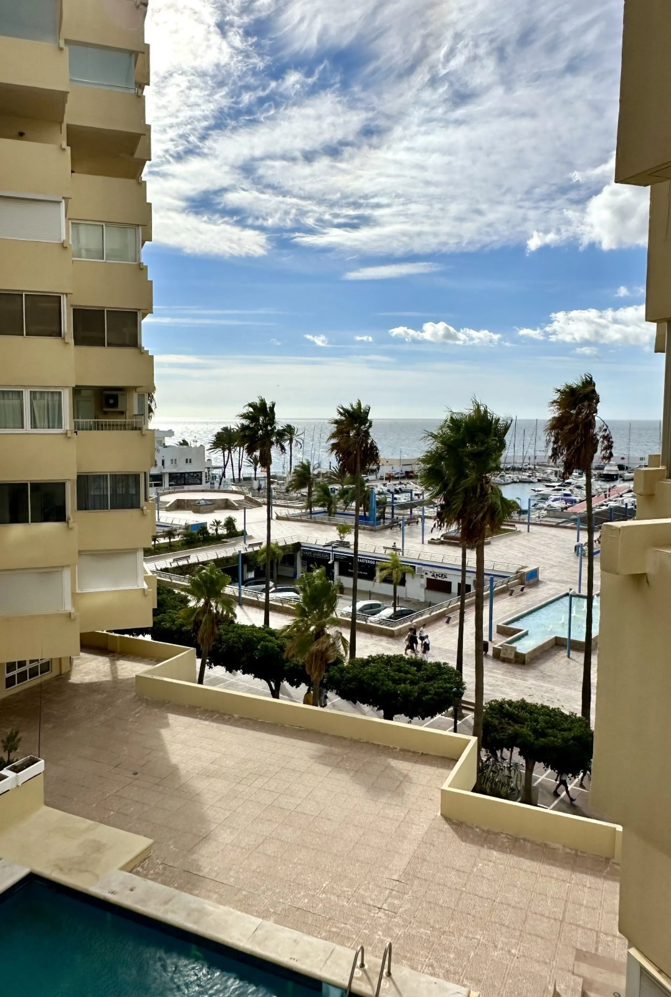 This exceptional beachfront apartment is situated in the heart of Marbella, directly on the promenade overlooking Marbella's Sport Port. Spanning 120 square meters, the fully furnished space features two bedrooms and two bathrooms. Every detail has been t