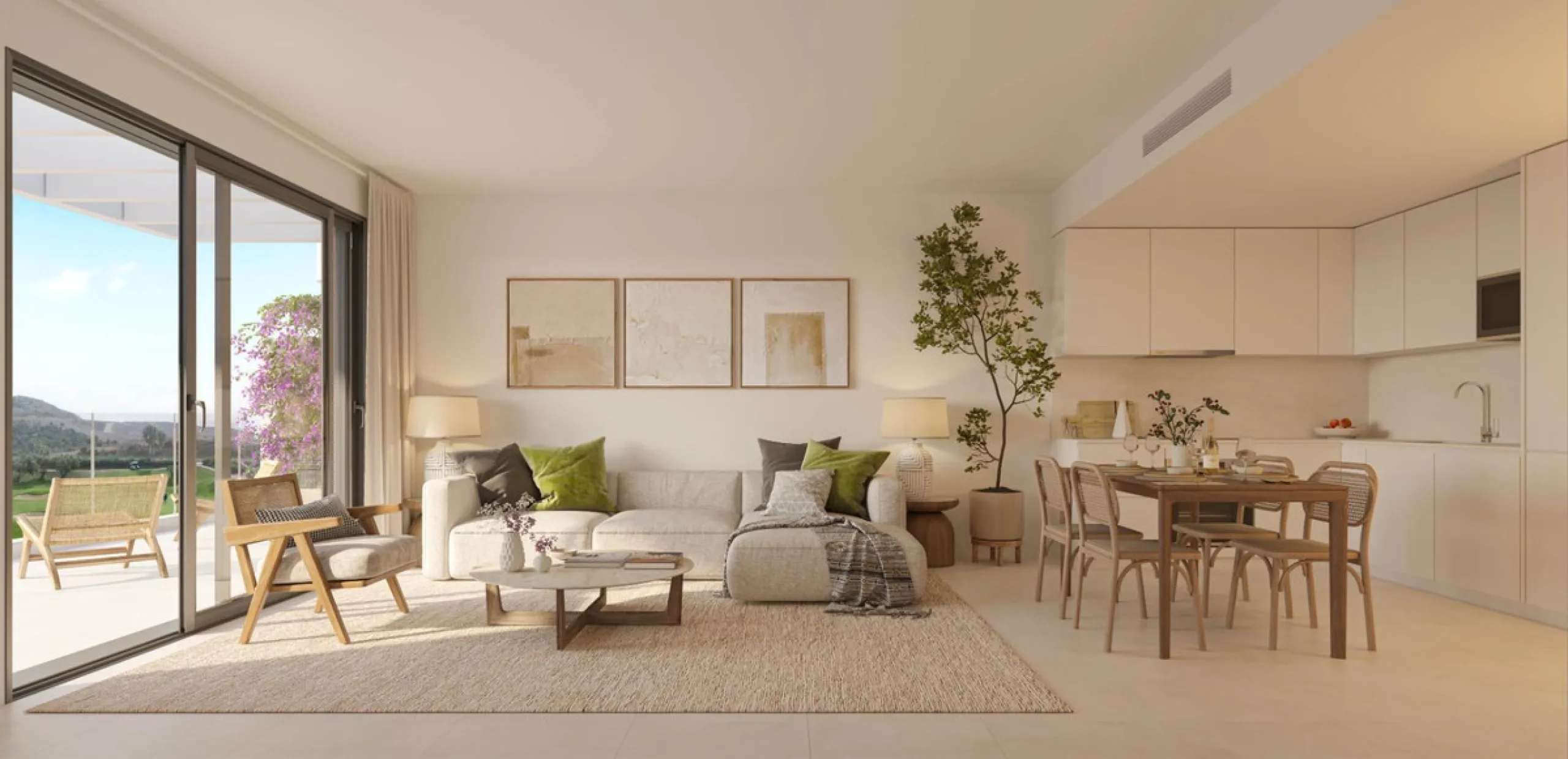 Discover this exclusive penthouse in Mijas Costa, located in a privileged setting next to Calanova Golf Club, one of the most renowned golf courses on the Costa del Sol. The property is situated in an elevated urbanization, allowing you to enjoy stunning 