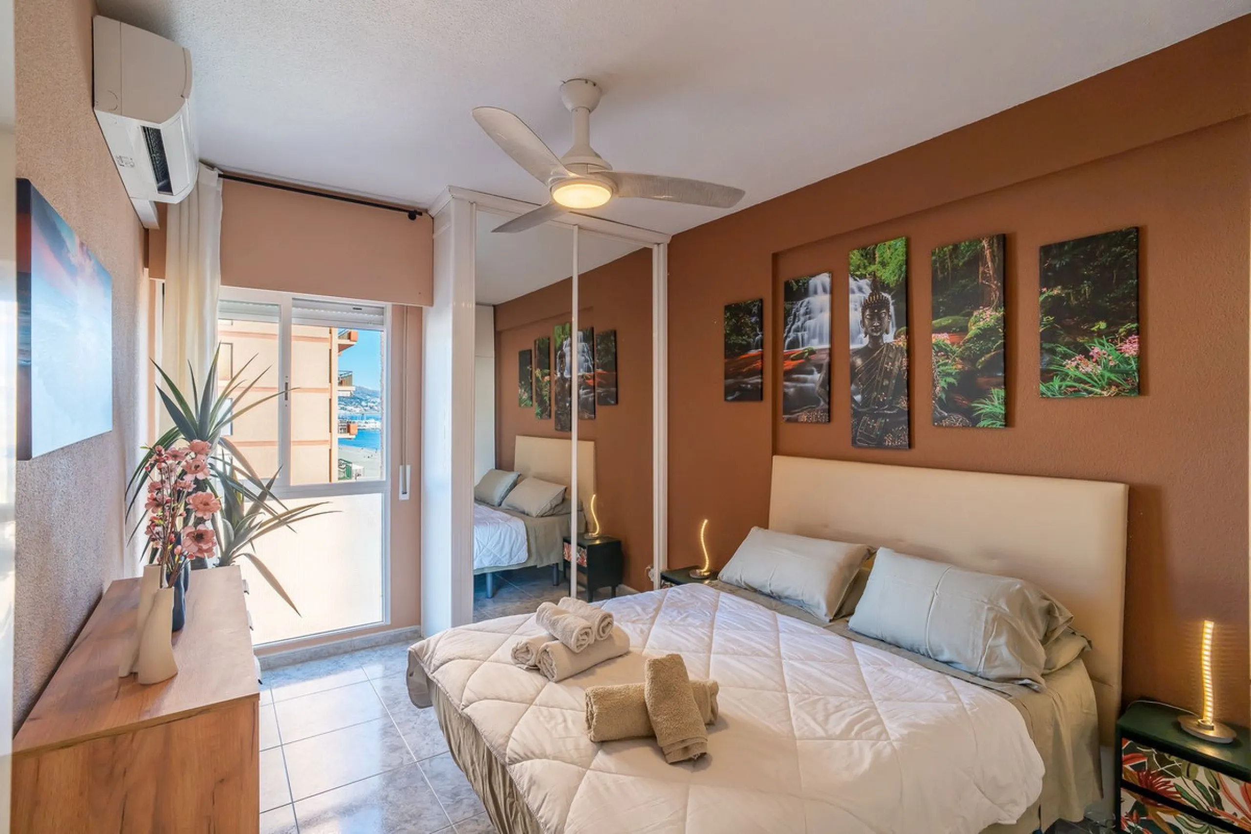 Discover this pristine, fully furnished 1-bedroom apartment in the iconic Edificio Perla 5, ideally positioned frontline beach in the very heart of Fuengirola, Málaga. Priced at €322,500, this residence offers spectacular beach and city views, combining M