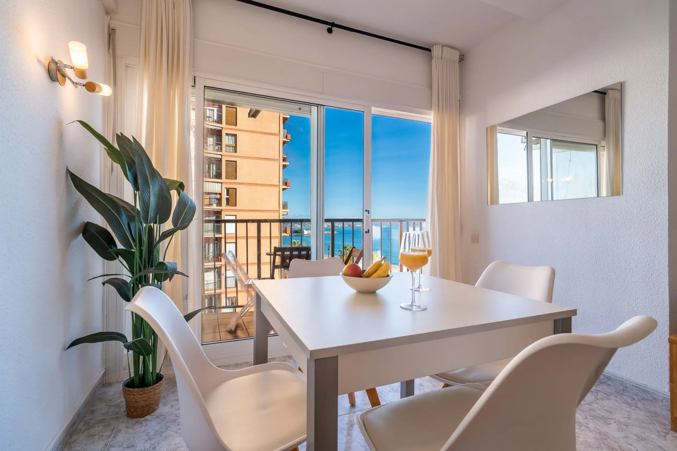 Discover this pristine, fully furnished 1-bedroom apartment in the iconic Edificio Perla 5, ideally positioned frontline beach in the very heart of Fuengirola, Málaga. Priced at €322,500, this residence offers spectacular beach and city views, combining M