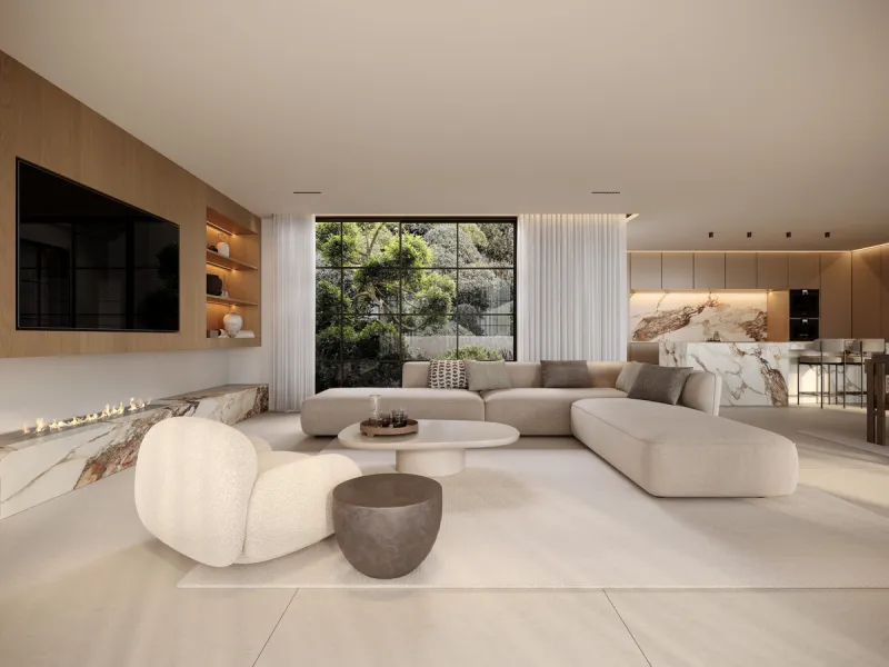 An outstanding opportunity to acquire a premium plot with an approved project and building license for the construction of an elegant contemporary villa with a total built area of 671 m², distributed across three levels: two above-ground floors plus a roo
