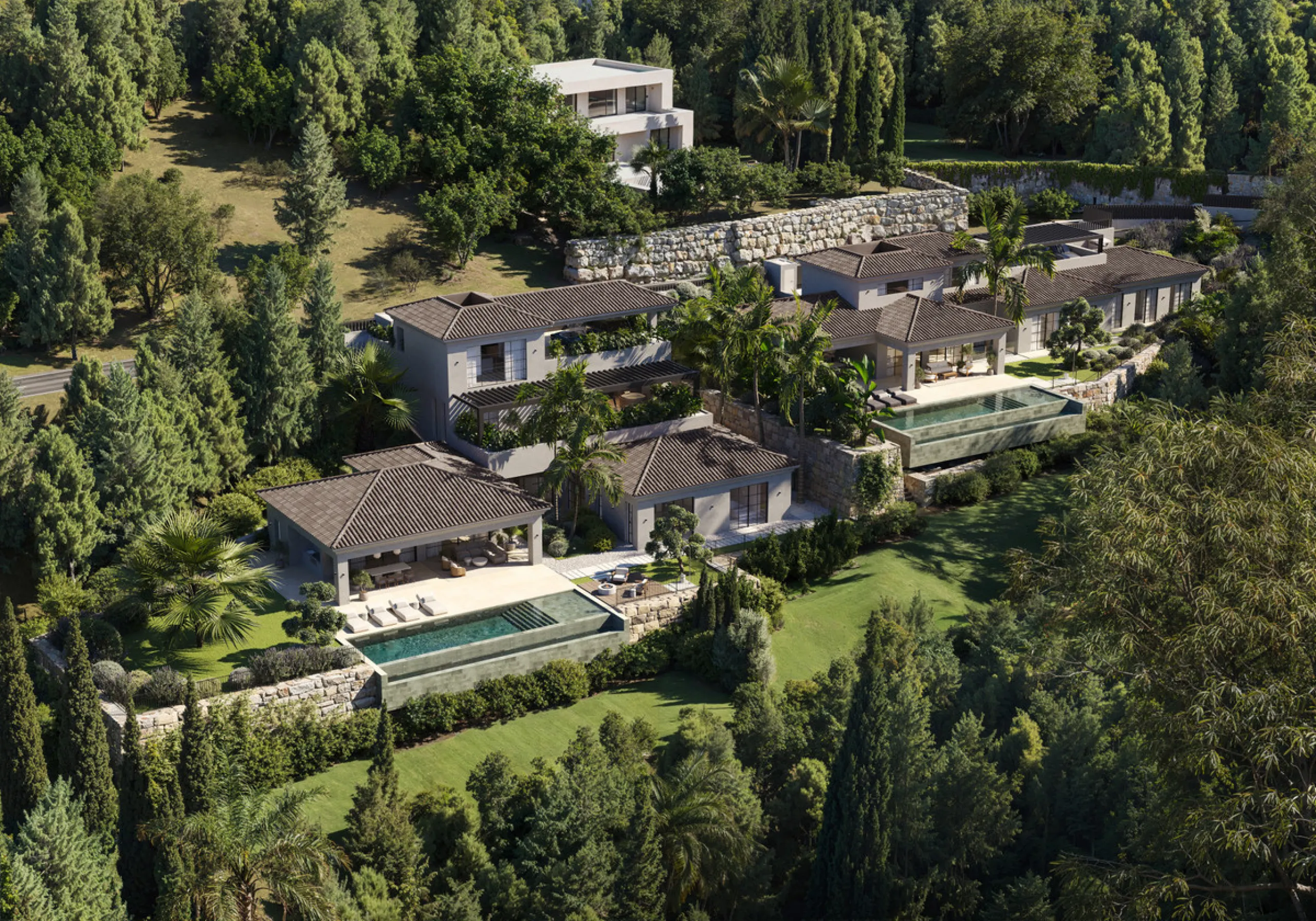 An outstanding opportunity to acquire a premium plot with an approved project and building license for the construction of an elegant contemporary villa with a total built area of 671 m², distributed across three levels: two above-ground floors plus a roo