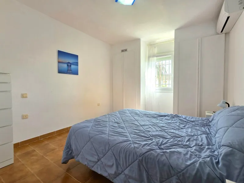This beautiful 3 bed townhouse is located in a fantastic area, walking distance to all amenities and the beach. The house is Andalucian in style, built over 3 levels and sold fully furnished. On the ground level you are greeted by an entrance hall and lar