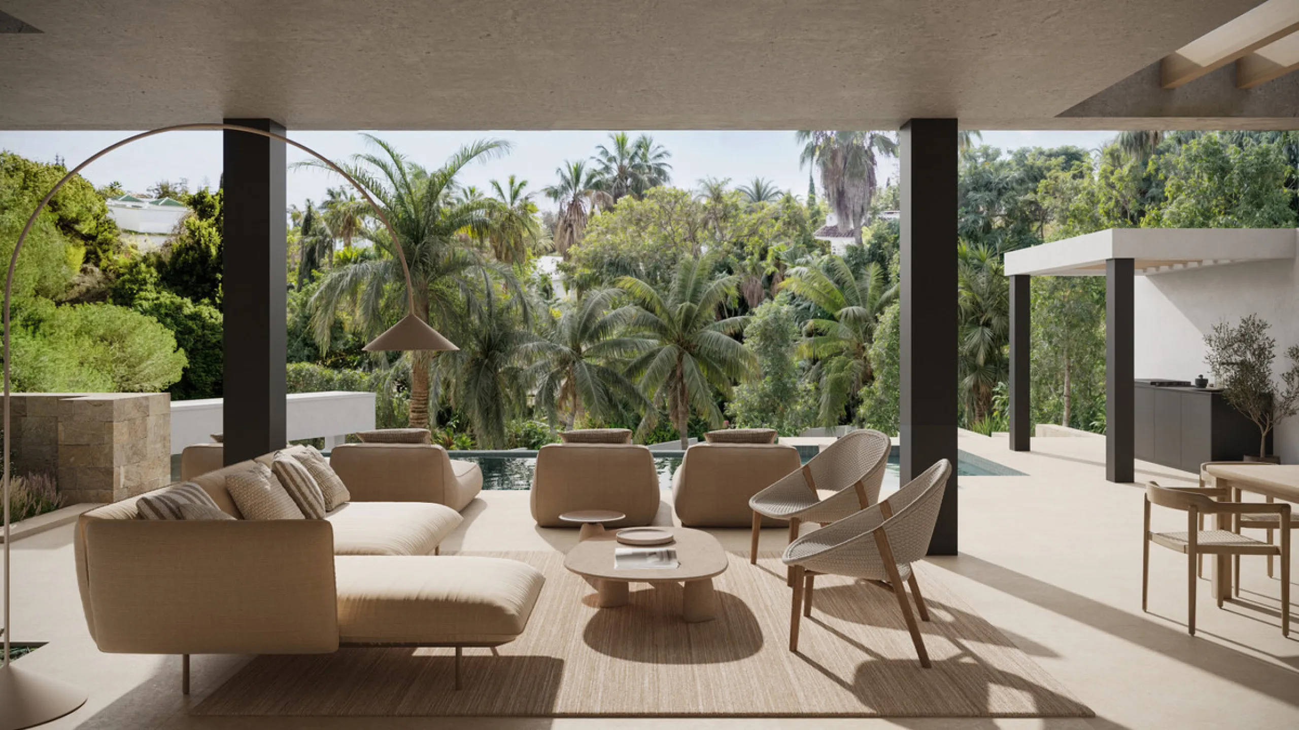 The exclusive villa is located in a prestigious community within the Golden Mile, a private retreat in one of the most sought-after locations in the area. Just minutes from the beach, Puente Romano and Marbella's most prestigious clubs.