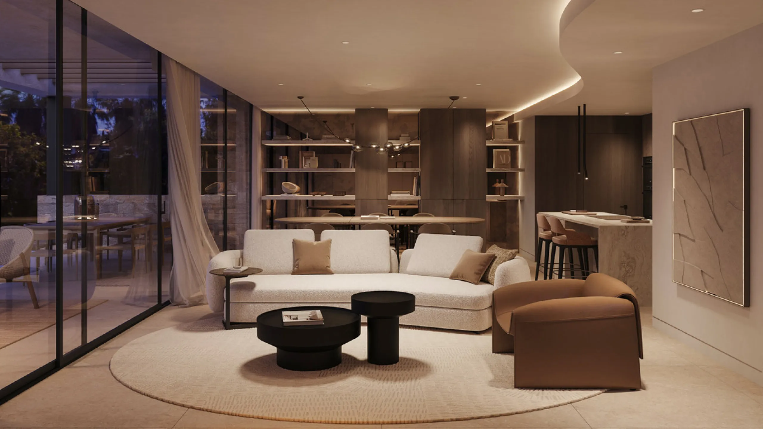 The exclusive villa is located in a prestigious community within the Golden Mile, a private retreat in one of the most sought-after locations in the area. Just minutes from the beach, Puente Romano and Marbella's most prestigious clubs.