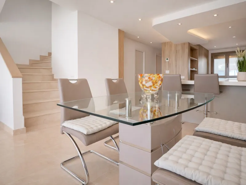 This elegant contemporary townhouse combines space, natural light and clean architectural lines, offering seamless indoor-outdoor living in a peaceful, high-quality setting. Finished with marble flooring throughout and a private elevator connecting all fl