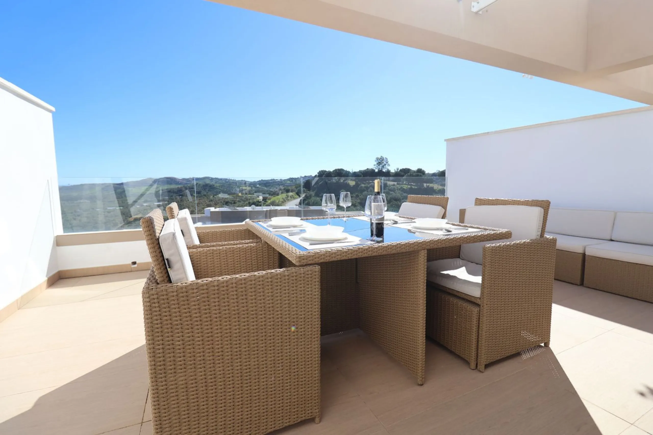 This elegant contemporary townhouse combines space, natural light and clean architectural lines, offering seamless indoor-outdoor living in a peaceful, high-quality setting. Finished with marble flooring throughout and a private elevator connecting all fl