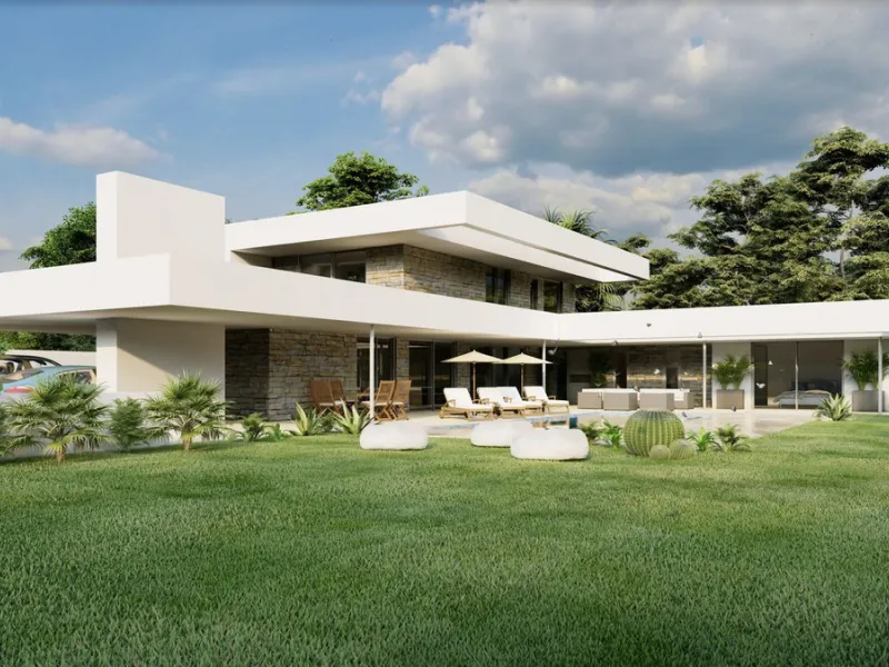 PLOT WITH  OFF-PLAN LUXURY ECOLOGICAL VILLA IN MANILVA