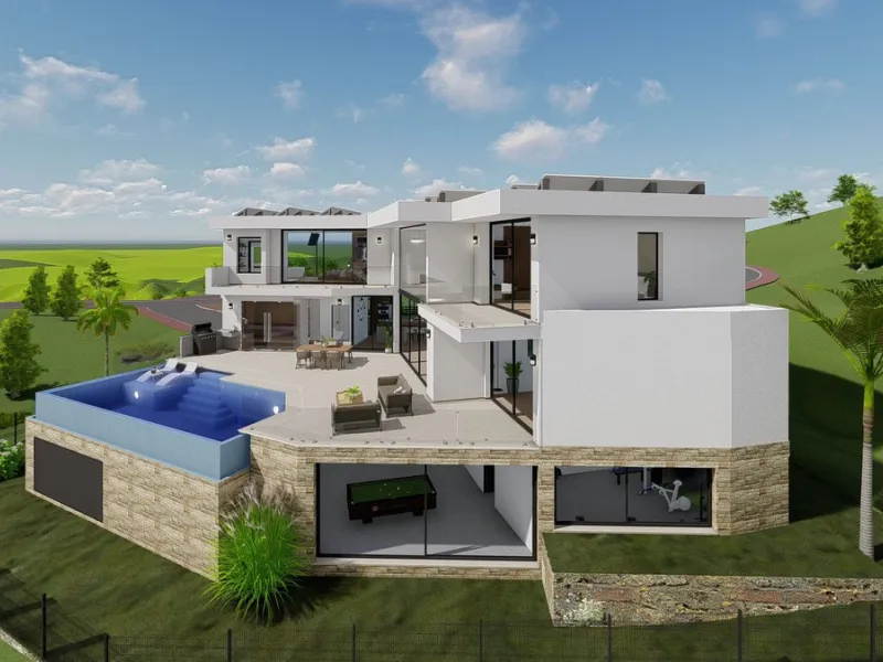 Discover this charming luxury villa in Mijas, a modern gem with panoramic sea and mountain views, designed to offer an unparalleled experience in the captivating setting and spectacular climate of the Costa del Sol.