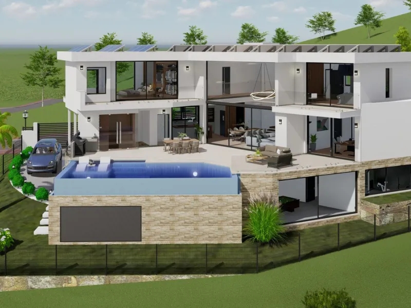 Discover this charming luxury villa in Mijas, a modern gem with panoramic sea and mountain views, designed to offer an unparalleled experience in the captivating setting and spectacular climate of the Costa del Sol.